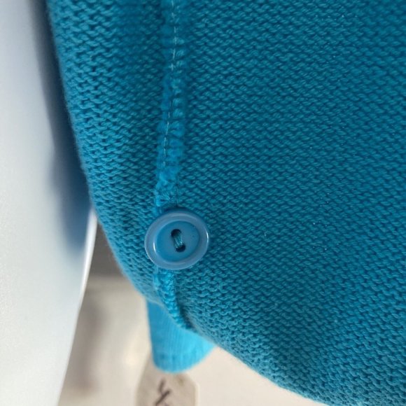 Vintage Tia Desiigns Sweater Cardigan Embroidered Beach XL Turquoise NWT - Picture 4 of 9